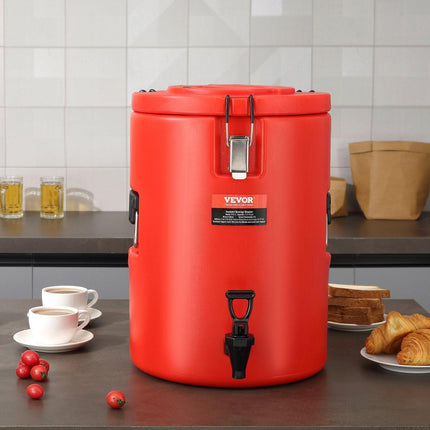 Stainless Steel Insulated Beverage Dispenser, 17.2 Liter, Thermal Hot and Cold Drink Server Dispenser with Spigot Handle, Food-grade for Hot Tea Coffee Water Restaurant Drink Shop.