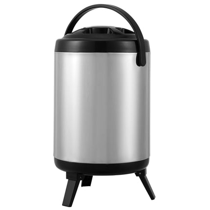 Stainless Steel Insulated Beverage Dispenser, 6 Liter, Thermal Hot and Cold Drink Server Dispenser with Spigot Handle, Food-grade for Hot Tea Coffee Water Restaurant Drink Shop.