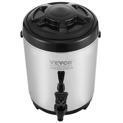 Stainless Steel Insulated Beverage Dispenser, 6 Liter, Thermal Hot and Cold Drink Server Dispenser with Spigot Handle, Food-grade for Hot Tea Coffee Water Restaurant Drink Shop.