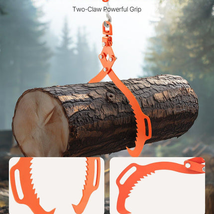 32in Log Lifting Tongs, 2-Claw Log Tongs, Heavy Duty Steel Log Grapple, 1543LBS Lifting Capacity, Swivel Log Graper Timber, Eagle Claw Design, Log Skidding Tongs for Trucks, Tractors, Forklifts.