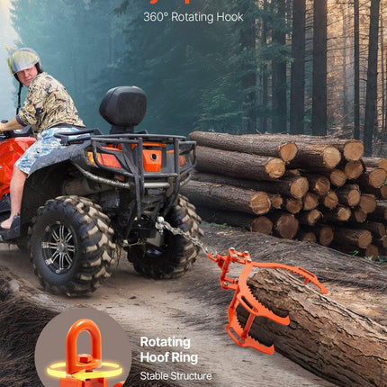 36in Log Lifting Tongs, 4-Claw Log Tongs, Heavy Duty Steel Log Grapple, 3300LBS Lifting Capacity, Swivel Log Graper Timber, Eagle Claw Design, Log Skidding Tongs for Trucks, Tractors, Forklifts.