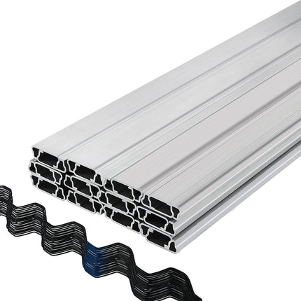 Spring Wire and Lock Channel,2 m Spring Lock & U-Channel Bundle for Greenhouse, 20 Packs PE Coated Spring Wire & Aluminum Alloy Channel, Plastic Poly Film or Shade Cloth Attachment with Screw.