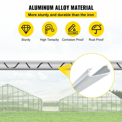Spring Wire and Lock Channel,2 m Spring Lock & U-Channel Bundle for Greenhouse, 20 Packs PE Coated Spring Wire & Aluminum Alloy Channel, Plastic Poly Film or Shade Cloth Attachment with Screw.