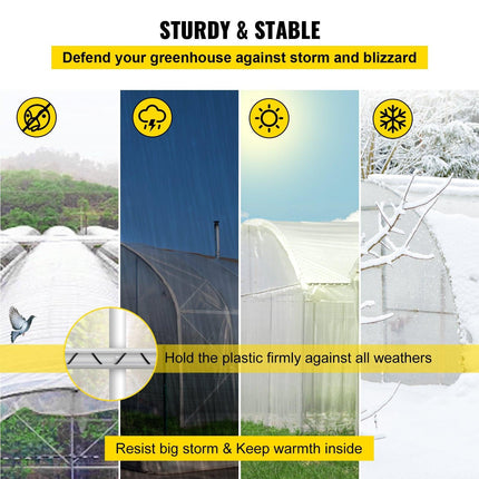 Spring Wire and Lock Channel,2 m Spring Lock & U-Channel Bundle for Greenhouse, 20 Packs PE Coated Spring Wire & Aluminum Alloy Channel, Plastic Poly Film or Shade Cloth Attachment with Screw.
