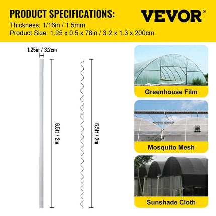 Spring Wire and Lock Channel,2 m Spring Lock & U-Channel Bundle for Greenhouse, 20 Packs PE Coated Spring Wire & Aluminum Alloy Channel, Plastic Poly Film or Shade Cloth Attachment with Screw.