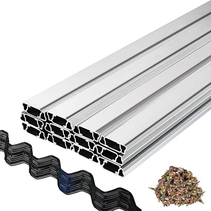 Spring Wire and Lock Channel,2 m Spring Lock & U-Channel Bundle for Greenhouse, 20 Packs PE Coated Spring Wire & Aluminum Alloy Channel, Plastic Poly Film or Shade Cloth Attachment with Screw.