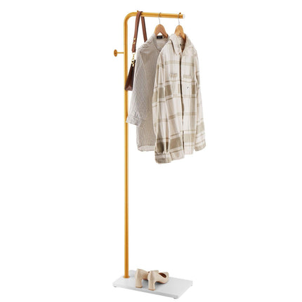 Coat Rack, Freestanding Coats Rack Stand with Quartz Stone Base & 3 Round Hooks, Free Standing Hall Coat Tree for Entryway, Bedroom, Living Room, Stylish Clothes Hanger Stand for Coats, Hat, Bag.