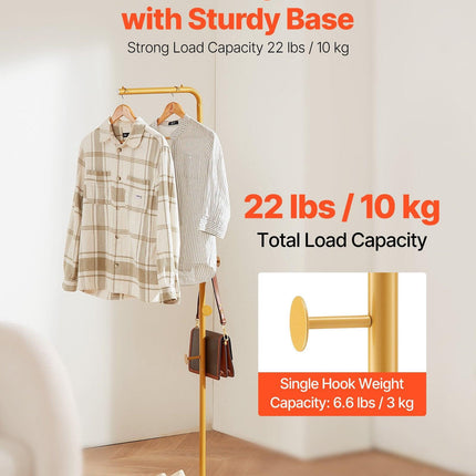 Coat Rack, Freestanding Coats Rack Stand with Quartz Stone Base & 3 Round Hooks, Free Standing Hall Coat Tree for Entryway, Bedroom, Living Room, Stylish Clothes Hanger Stand for Coats, Hat, Bag.
