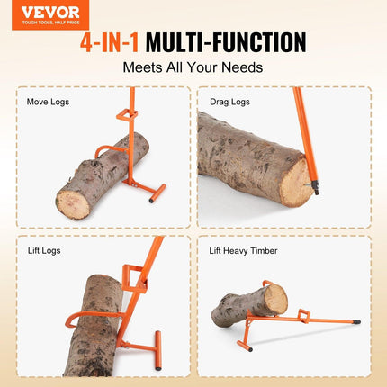 Timberjack, 46.5 in, 4 in 1 Heavy Duty Steel Log Lifter, Multifunctional Log Roller Adjustable Cant Hook, Logging Tools Log Jack, Forestry Multitool for Rolling Cutting Lifting Logs.