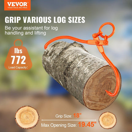 Log Skidding Tongs, 18 inch 2 Claw Log Lifting Tongs, Heavy Duty Steel Lumber Skidding Tongs, 772 lbs/350 kg Loading Capacity, Log Lifting, Handling, Dragging & Carrying Tool.
