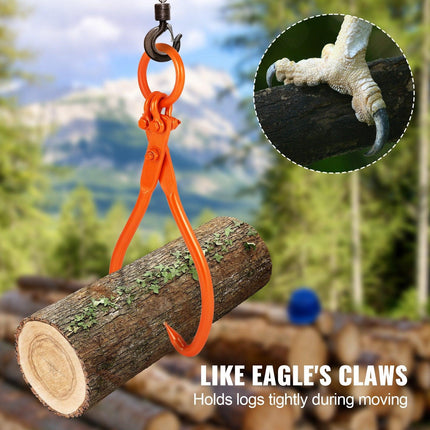 Log Skidding Tongs, 18 inch 2 Claw Log Lifting Tongs, Heavy Duty Steel Lumber Skidding Tongs, 772 lbs/350 kg Loading Capacity, Log Lifting, Handling, Dragging & Carrying Tool.