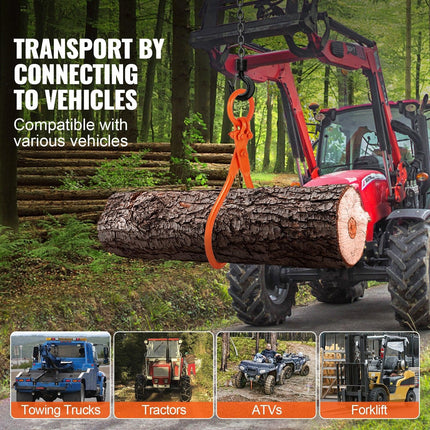 Log Skidding Tongs, 18 inch 2 Claw Log Lifting Tongs, Heavy Duty Steel Lumber Skidding Tongs, 772 lbs/350 kg Loading Capacity, Log Lifting, Handling, Dragging & Carrying Tool.