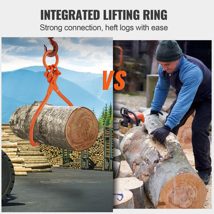 Log Skidding Tongs, 18 inch 2 Claw Log Lifting Tongs, Heavy Duty Steel Lumber Skidding Tongs, 772 lbs/350 kg Loading Capacity, Log Lifting, Handling, Dragging & Carrying Tool.