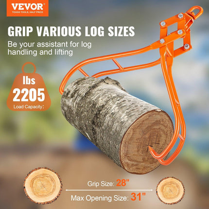 Timber Claw Hook, 28 inch 4 Claw Log Grapple for Logging Tongs, Swivel Steel Log Lifting Tongs, Eagle Claws Design with 2205 lbs/1000 kg Loading Capacity for Tractors, ATVs, Trucks, Forklifts.
