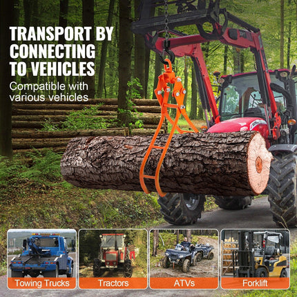 Timber Claw Hook, 28 inch 4 Claw Log Grapple for Logging Tongs, Swivel Steel Log Lifting Tongs, Eagle Claws Design with 2205 lbs/1000 kg Loading Capacity for Tractors, ATVs, Trucks, Forklifts.