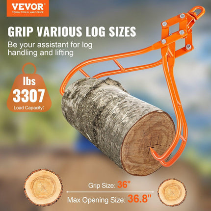 Timber Claw Hook, 36 inch 4 Claw Log Grapple for Logging Tongs, Swivel Steel Log Lifting Tongs, Eagle Claws Design with 3307 lbs/1500 kg Loading Capacity for Tractors, ATVs, Trucks, Forklifts.