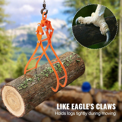 Timber Claw Hook, 36 inch 4 Claw Log Grapple for Logging Tongs, Swivel Steel Log Lifting Tongs, Eagle Claws Design with 3307 lbs/1500 kg Loading Capacity for Tractors, ATVs, Trucks, Forklifts.