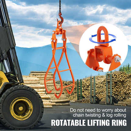 Timber Claw Hook, 36 inch 4 Claw Log Grapple for Logging Tongs, Swivel Steel Log Lifting Tongs, Eagle Claws Design with 3307 lbs/1500 kg Loading Capacity for Tractors, ATVs, Trucks, Forklifts.