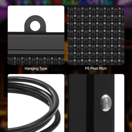 27x14in Programmable LED Sign Digital Scrolling Display Board P5 Fullcolor.