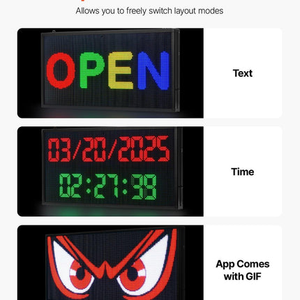 27x14in Programmable LED Sign Digital Scrolling Display Board P5 Fullcolor.