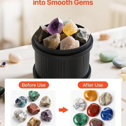 Rock Tumbler Kit, 8 lbs Rock Polishing Kit, 4 Speed Settings 9-Day Polishing Timer Stone Polishing Kit, Double Barrel Rock Polisher with Adapter, Rock Polisher for Adults and Kids.