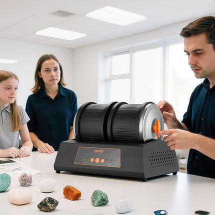 Rock Tumbler Kit, 8 lbs Rock Polishing Kit, 4 Speed Settings 9-Day Polishing Timer Stone Polishing Kit, Double Barrel Rock Polisher with Adapter, Rock Polisher for Adults and Kids.