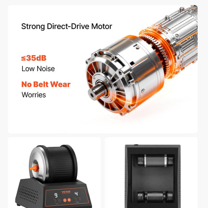 Rock Tumbler Kit, 4lbs Rock Polishing Kit, 4 Speed Settings 9-Day Polishing Timer Stone Polishing Kit, Belt-Free Rock Polisher with Adapter & Overload Protection, Rock Polisher for Adults Kids.