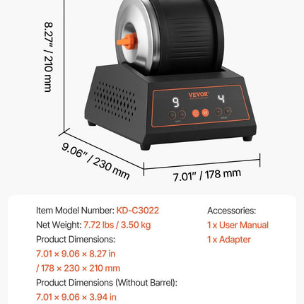 Rock Tumbler Kit, 4lbs Rock Polishing Kit, 4 Speed Settings 9-Day Polishing Timer Stone Polishing Kit, Belt-Free Rock Polisher with Adapter & Overload Protection, Rock Polisher for Adults Kids.