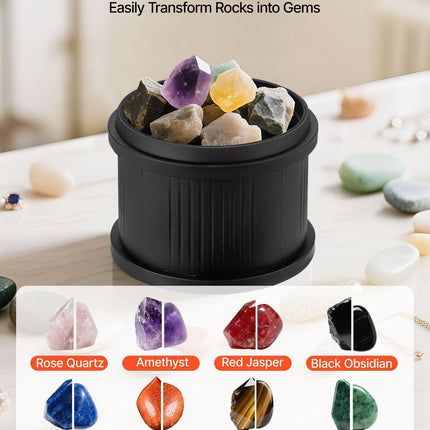 Rock Tumbler Kit, 3 lbs Rock Polishing Kit, 4 Speed Settings 9-Day Polishing Timer Stone Polishing Kit, Rock Polisher with Rough Gemstones and Polishing Grits, Rock Polisher for Adults Kids.