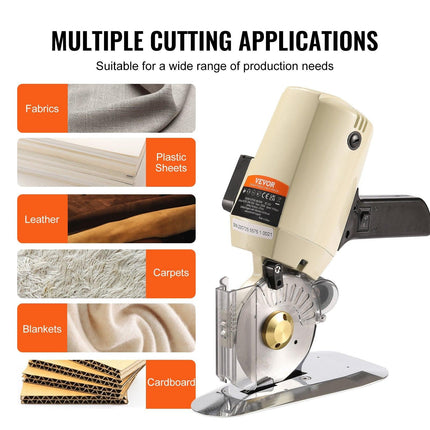 Fabric Cutter, 250W Electric Rotary Fabric Cutting Machine, 1.1" Cutting Thickness, Octagonal Knife, with Replacement Blade and Sharpening Stones, for Multi-Layer Cloth Fabric Leather.