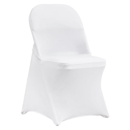 Stretch Spandex Folding Chair Covers, Universal Fitted Chair Cover, Removable Washable Protective Slipcovers, for Wedding, Holiday, Banquet, Party, Celebration, Dining (100PCS White).