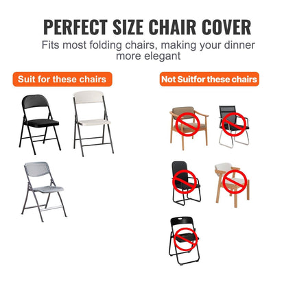 Stretch Spandex Folding Chair Covers, Universal Fitted Chair Cover, Removable Washable Protective Slipcovers, for Wedding, Holiday, Banquet, Party, Celebration, Dining (100PCS White).