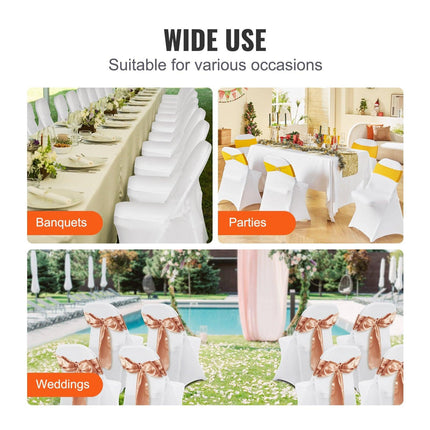 Stretch Spandex Folding Chair Covers, Universal Fitted Chair Cover, Removable Washable Protective Slipcovers, for Wedding, Holiday, Banquet, Party, Celebration, Dining (100PCS White).