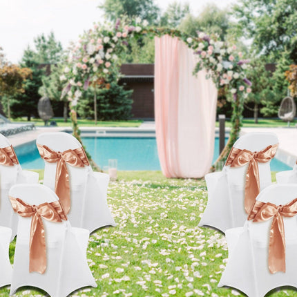 Stretch Spandex Folding Chair Covers, Universal Fitted Chair Cover, Removable Washable Protective Slipcovers, for Wedding, Holiday, Banquet, Party, Celebration, Dining (100PCS White).