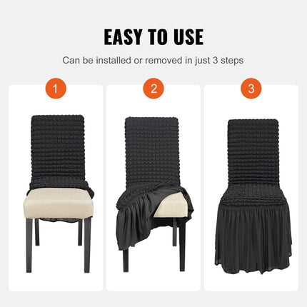 Stretch Spandex Folding Chair Covers, Universal Fitted Chair Cover with Skirt, Removable Washable Protective Slipcovers, for Wedding, Holiday, Banquet, Party, Celebration, Dining (4 PCS Black).