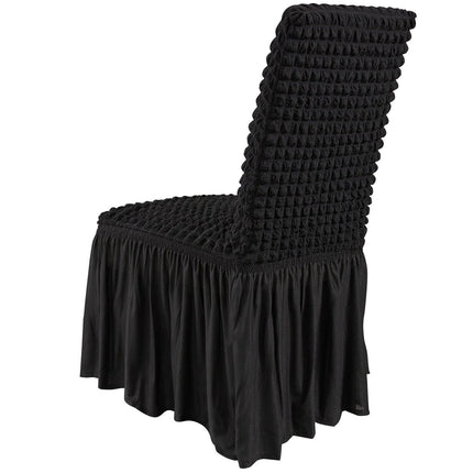 Stretch Spandex Folding Chair Covers, Universal Fitted Chair Cover with Skirt, Removable Washable Protective Slipcovers, for Wedding, Holiday, Banquet, Party, Celebration, Dining (4 PCS Black).