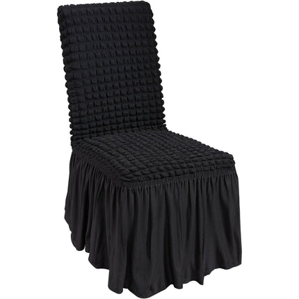 Stretch Spandex Folding Chair Covers, Universal Fitted Chair Cover with Skirt, Removable Washable Protective Slipcovers, for Wedding, Holiday, Banquet, Party, Celebration, Dining (4 PCS Black).