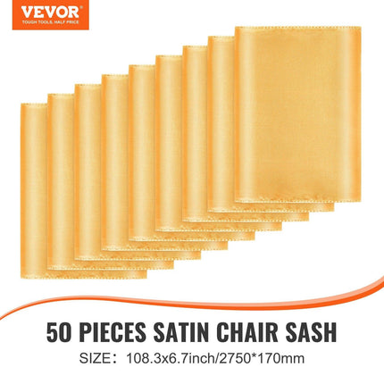 Stretch Spandex Chair Sashes Bows, Chair Slipcover and Stretch Chair Sash, Elastic Chair Bands, Fitting Wedding, Holiday, Banquet, Party, Celebration Chair Decoration (50 PCS Gold).
