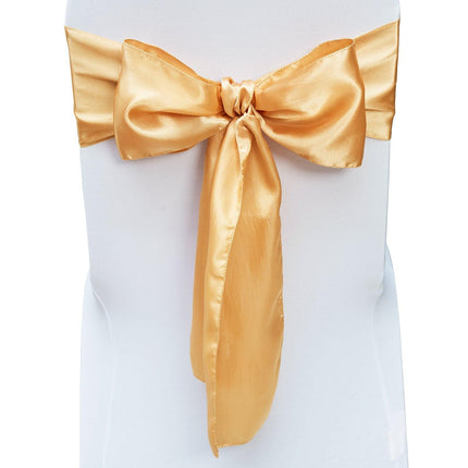 Stretch Spandex Chair Sashes Bows, Chair Slipcover and Stretch Chair Sash, Elastic Chair Bands, Fitting Wedding, Holiday, Banquet, Party, Celebration Chair Decoration (50 PCS Gold).