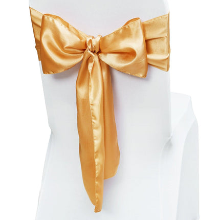 Stretch Spandex Chair Sashes Bows, Chair Slipcover and Stretch Chair Sash, Elastic Chair Bands, Fitting Wedding, Holiday, Banquet, Party, Celebration Chair Decoration (50 PCS Gold).