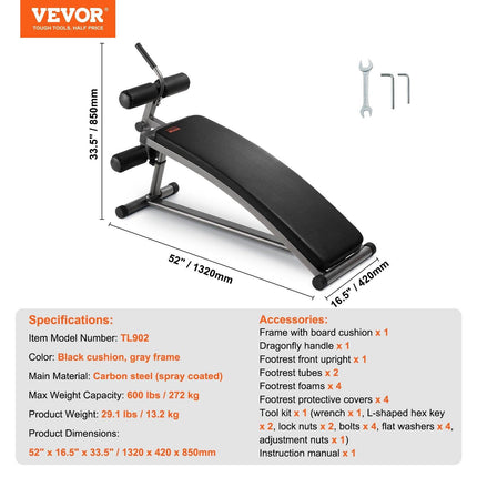 Weight Bench Adjustable Situp Incline Bench for Home Gym Strength Training.