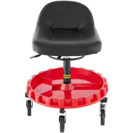 Shop Stool, 135 kg Rolling Garage Stool, 56 cm to 66 cm Adjustable Height Mobile Rolling Gear Seat, Round Tray Garage Pneumatic Stool, All-Terrain 12.7 cm Casters with Two Brakes Mechanic Seat.