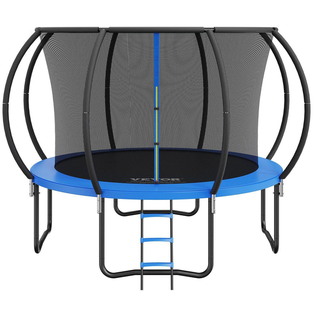 10FT Trampoline, 330 lbs Trampoline with Enclosure Net, Ladder, and Curved Pole, Heavy Duty Trampoline with Jumping Mat and Spring Cover Padding, Outdoor Recreational Trampolines for Kids Adults.