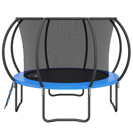 10FT Trampoline, 330 lbs Trampoline with Enclosure Net, Ladder, and Curved Pole, Heavy Duty Trampoline with Jumping Mat and Spring Cover Padding, Outdoor Recreational Trampolines for Kids Adults.
