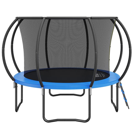 10FT Trampoline, 330 lbs Trampoline with Enclosure Net, Ladder, and Curved Pole, Heavy Duty Trampoline with Jumping Mat and Spring Cover Padding, Outdoor Recreational Trampolines for Kids Adults.
