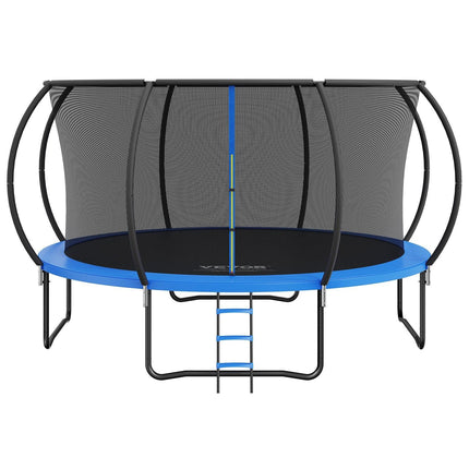 14FT Trampoline, 450 lbs Trampoline with Enclosure Net, Ladder, and Curved Pole, Heavy Duty Trampoline with Jumping Mat and Spring Cover Padding, Outdoor Recreational Trampolines for Kids Adults.