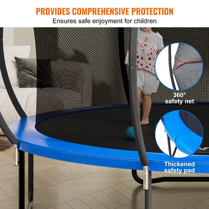 14FT Trampoline, 450 lbs Trampoline with Enclosure Net, Ladder, and Curved Pole, Heavy Duty Trampoline with Jumping Mat and Spring Cover Padding, Outdoor Recreational Trampolines for Kids Adults.