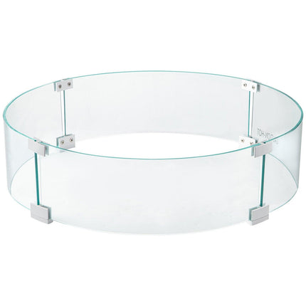 Fire Pit Wind Guard, Glass Flame Guard, Round Glass Shield, 1/4-Inch Thick Fire Table, Clear Tempered Glass Flame Guard, Aluminum Alloy Feet for Propane, Gas, Outdoor (23 x 23 x 6 Inch).
