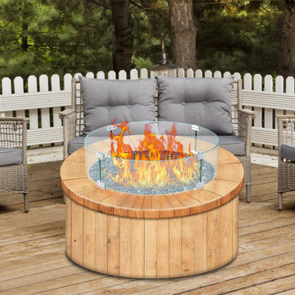Fire Pit Wind Guard, Glass Flame Guard, Round Glass Shield, 1/4-Inch Thick Fire Table, Clear Tempered Glass Flame Guard, Aluminum Alloy Feet for Propane, Gas, Outdoor (23 x 23 x 6 Inch).