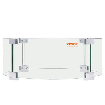 Fire Pit Wind Guard, 23 x 23 x 8 Inch Glass Flame Guard, Round Glass Shield, 1/4-Inch Thick Fire Table, Clear Tempered Glass Flame Guard, Aluminum Alloy Feet for Propane, Gas, Outdoor.